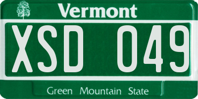 VT license plate XSD049
