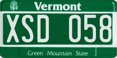 VT license plate XSD058