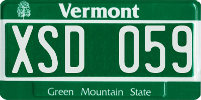 VT license plate XSD059