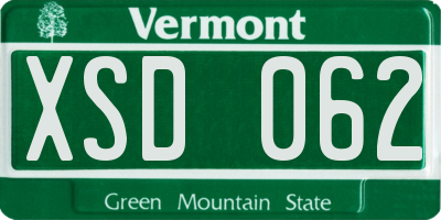 VT license plate XSD062