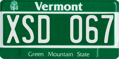 VT license plate XSD067