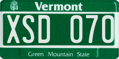 VT license plate XSD070