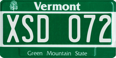 VT license plate XSD072