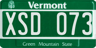 VT license plate XSD073