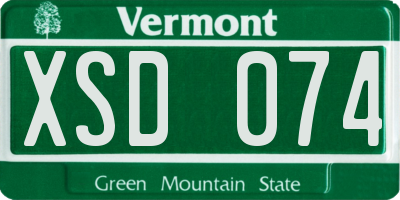 VT license plate XSD074
