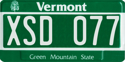 VT license plate XSD077