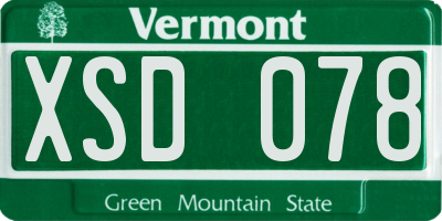 VT license plate XSD078