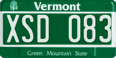 VT license plate XSD083
