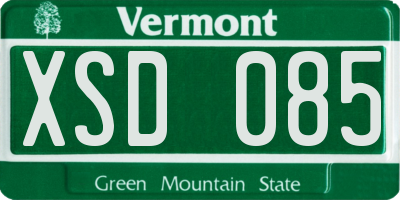 VT license plate XSD085
