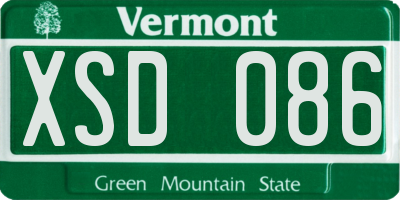 VT license plate XSD086