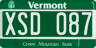 VT license plate XSD087