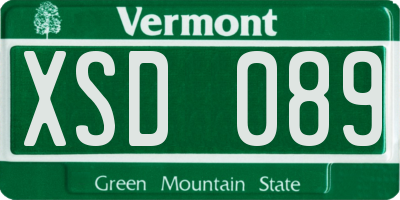 VT license plate XSD089