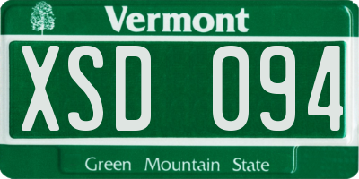 VT license plate XSD094
