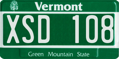 VT license plate XSD108