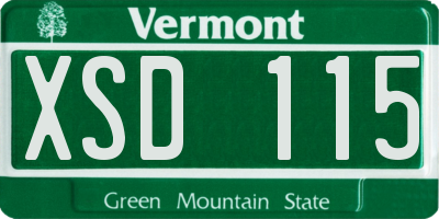 VT license plate XSD115