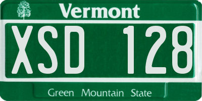 VT license plate XSD128