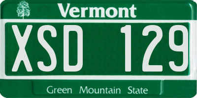 VT license plate XSD129