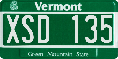 VT license plate XSD135