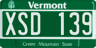 VT license plate XSD139