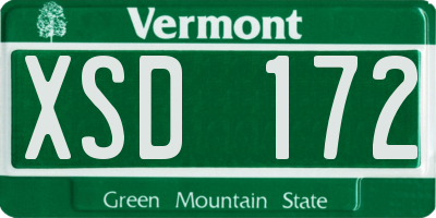 VT license plate XSD172