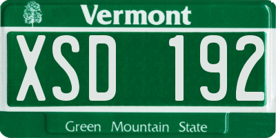 VT license plate XSD192