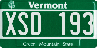 VT license plate XSD193