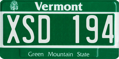 VT license plate XSD194