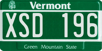 VT license plate XSD196
