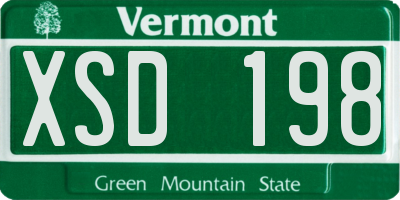 VT license plate XSD198