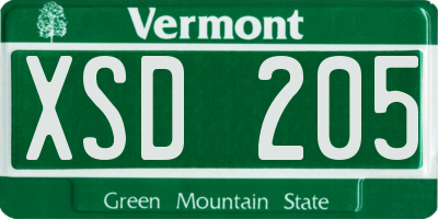 VT license plate XSD205