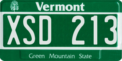 VT license plate XSD213