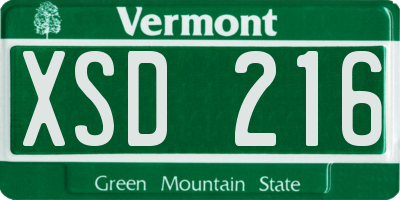 VT license plate XSD216