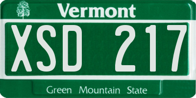 VT license plate XSD217