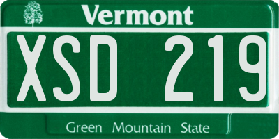 VT license plate XSD219