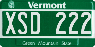 VT license plate XSD222