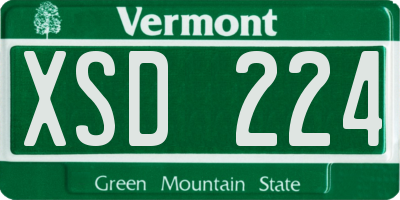VT license plate XSD224