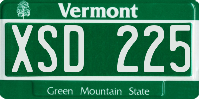 VT license plate XSD225