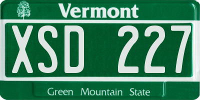 VT license plate XSD227