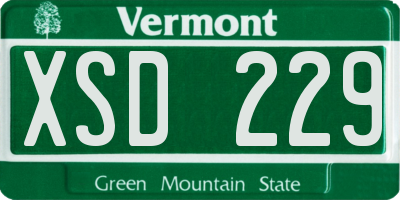 VT license plate XSD229
