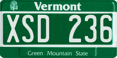VT license plate XSD236
