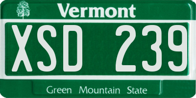 VT license plate XSD239