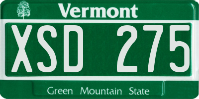 VT license plate XSD275