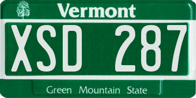 VT license plate XSD287