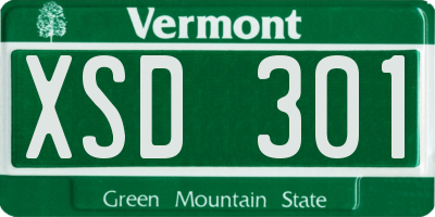 VT license plate XSD301