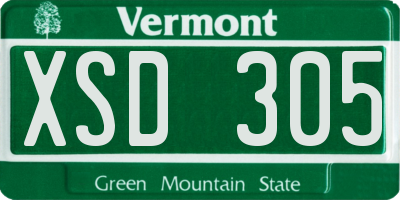VT license plate XSD305