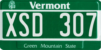 VT license plate XSD307
