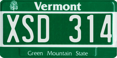 VT license plate XSD314
