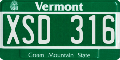 VT license plate XSD316