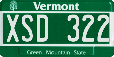 VT license plate XSD322