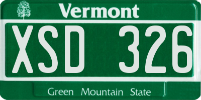 VT license plate XSD326